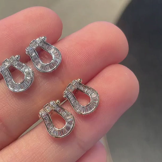 18K Diamond U Shape Earring