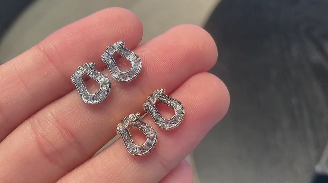 18K Diamond U Shape Earring